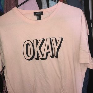 Men Light Pink “Okay” T-Shirt, Size Large